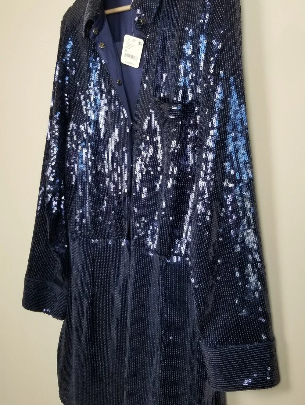 Free People Sophie Sequin Mini Dress Shirtdress Size XL - Picture 4 of 9
